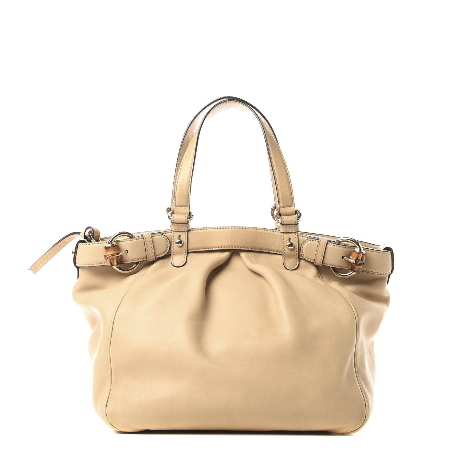 Gucci Calfskin Medium Bamboo Buckle Tote Beige 1 of 9