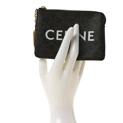 Celine Triomphe Canvas Logo Coin and Card Pouch With Hook Black 2 of 6