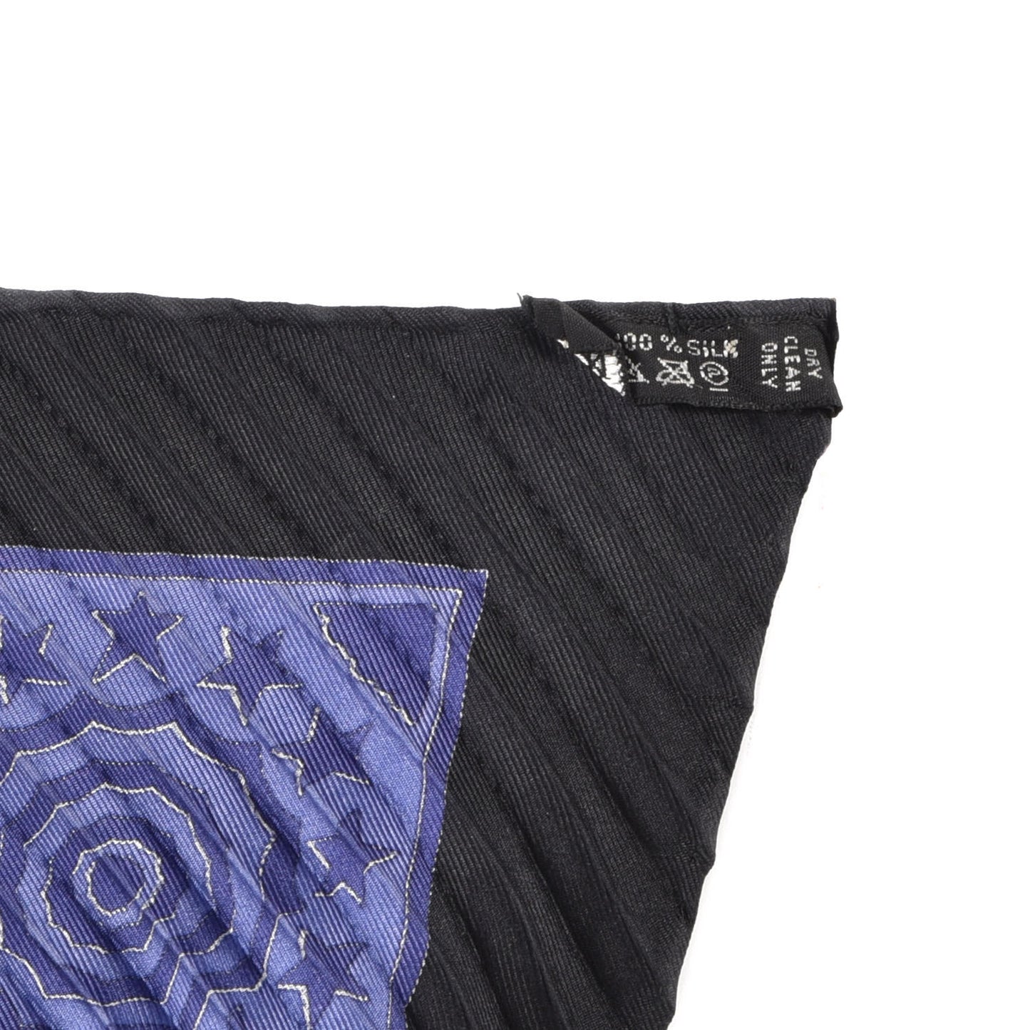 Silk Plisse Early America Scarf 90 Black Bleu Nuit Rouge