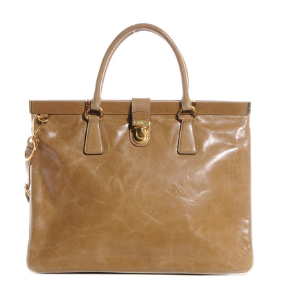 Prada Vitello Shine Large Tote Sughero Talco 1 of 9