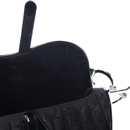 Christian Dior Velvet Nylon Pom Pom Saddle Bag Black 8 of 15