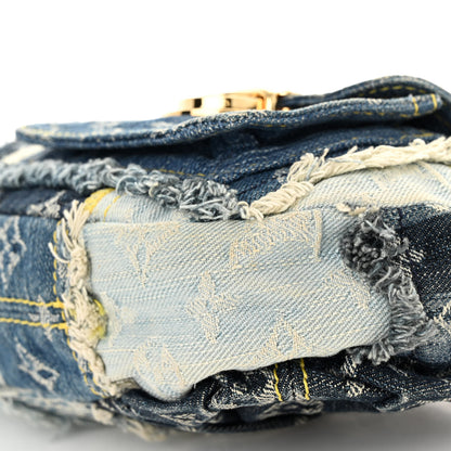 Louis Vuitton LOUIS VUITTON Monogram Denim Patchwork Pouchy Blue 9 of 9