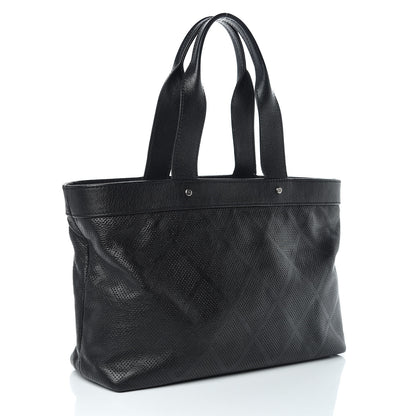 Chanel Goatskin Perforated Large CC Tote Black 3 of 11