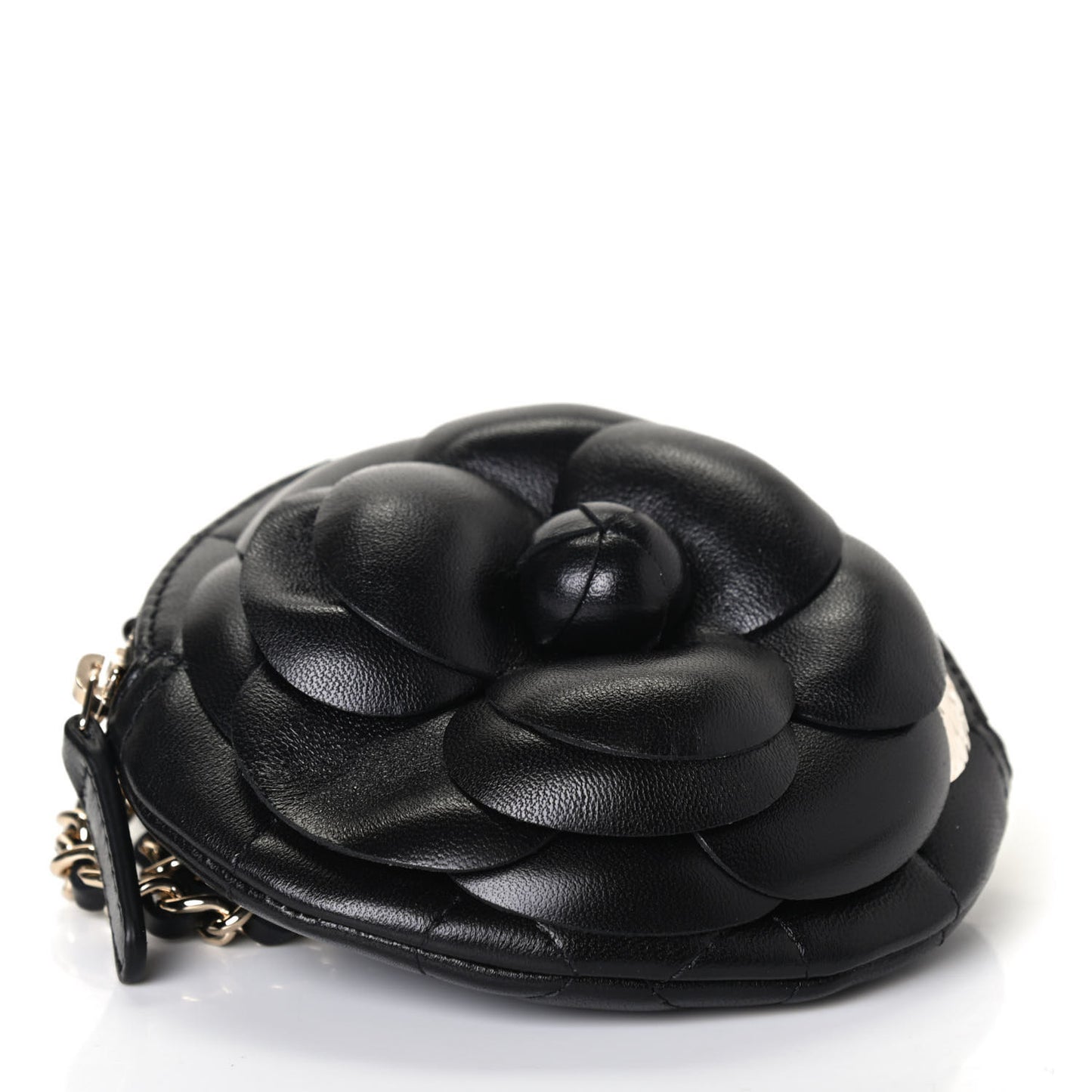 Lambskin Mini Camellia Bouquet Clutch With Chain Black