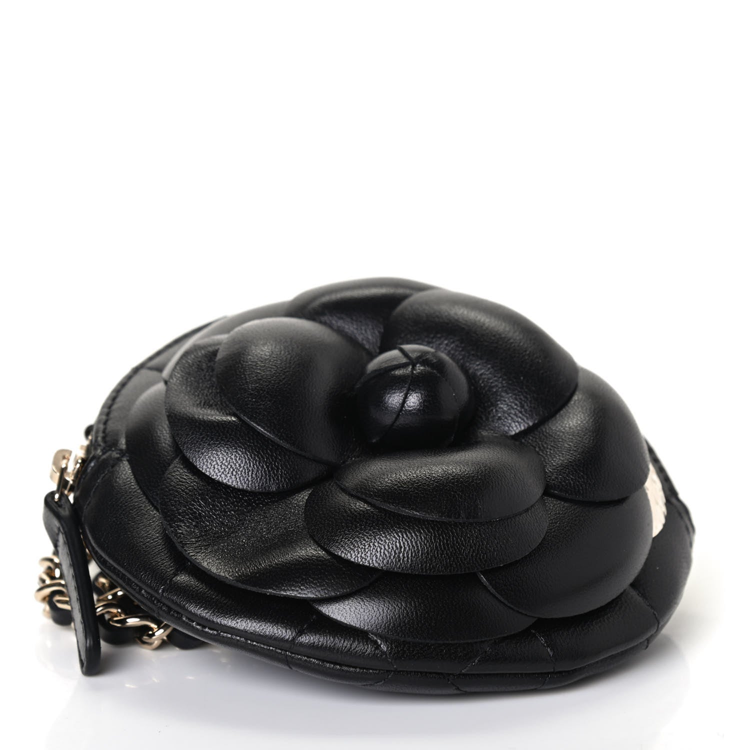 Chanel Lambskin Mini Camellia Bouquet Clutch With Chain Black 3 of 4