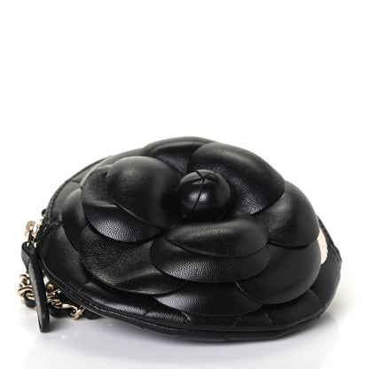 Chanel Lambskin Mini Camellia Bouquet Clutch With Chain Black 3 of 4
