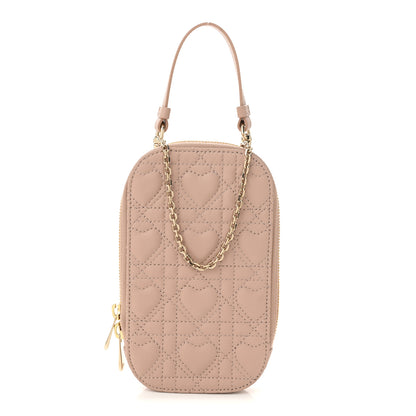 Christian Dior Lambskin Cannage Dioramour Lady Dior Phone Holder Light Pink 1 of 11