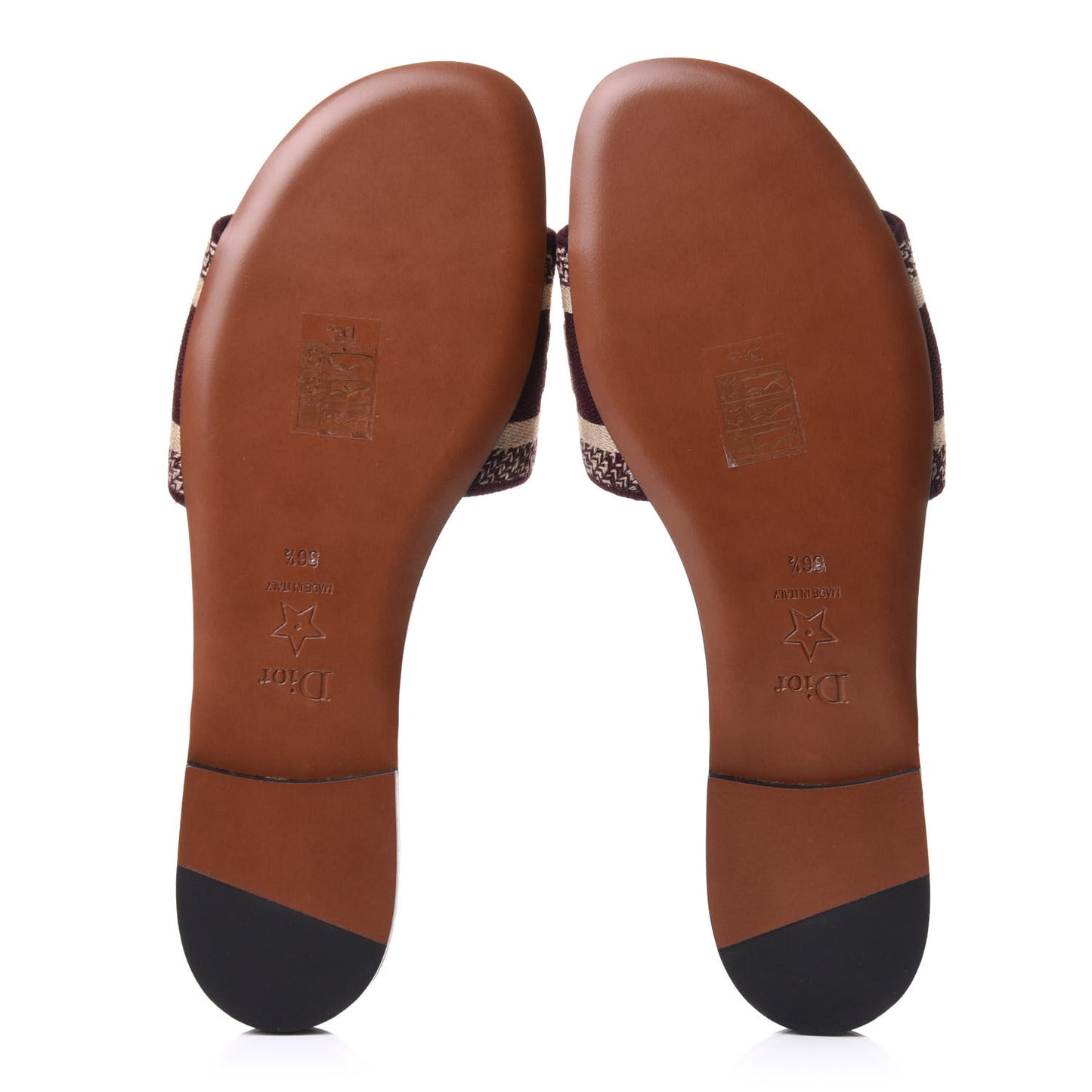 Canvas Embroidered Dway Mules Slide Sandals 36.5 Burgundy