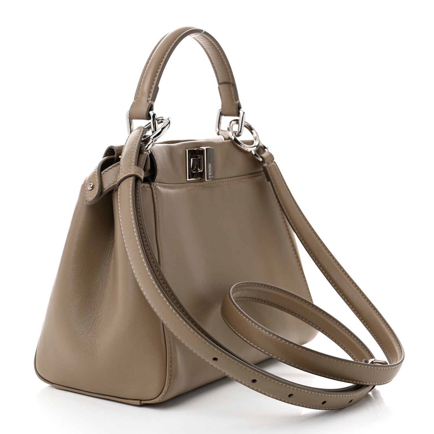 Fendi Nappa Mini Peekaboo Iconic Satchel Tortora 3 of 11