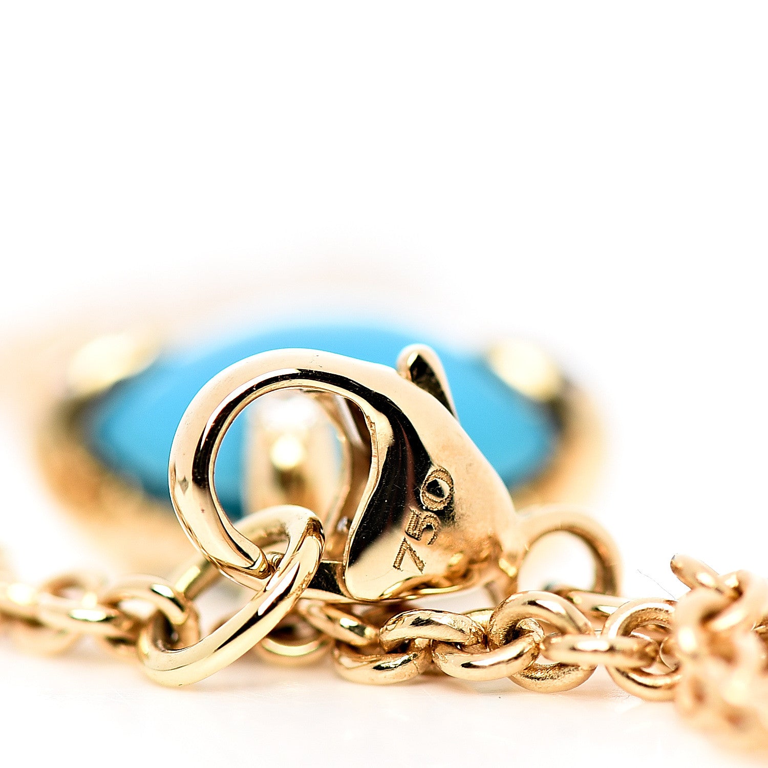 David Yurman 18K Yellow Gold Diamond Turquoise 8mm Chatelaine Bracelet 5 of 5