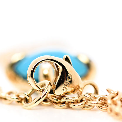 David Yurman 18K Yellow Gold Diamond Turquoise 8mm Chatelaine Bracelet 5 of 5