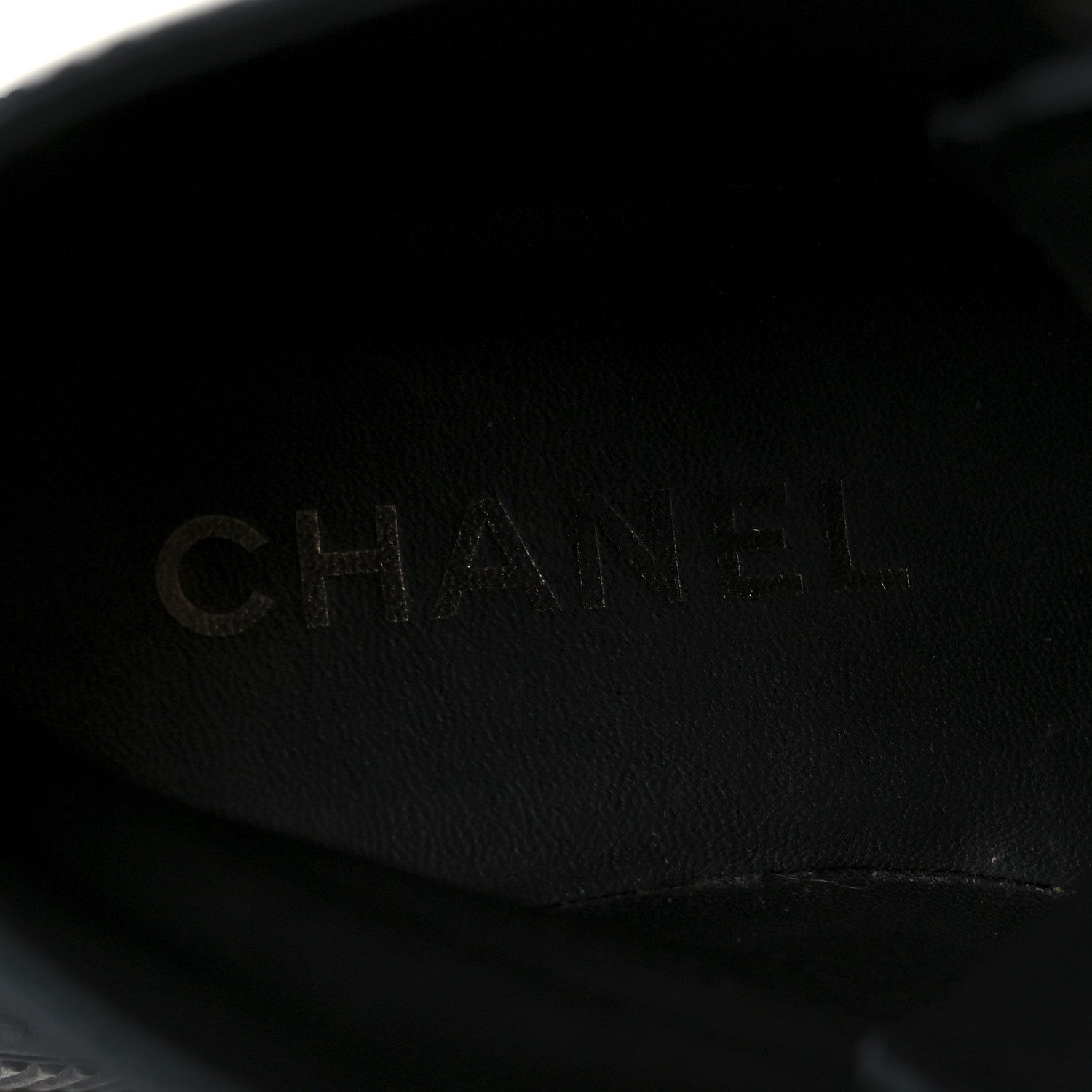 Chanel Grained Calfskin Shiny Calfskin CC Lace Up Combat Boots 37.5 Black 9 of 11