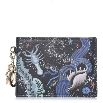 Christian Dior Calfskin Printed Nature Ballet Lady Dior Card Holder Blue 1 of 8