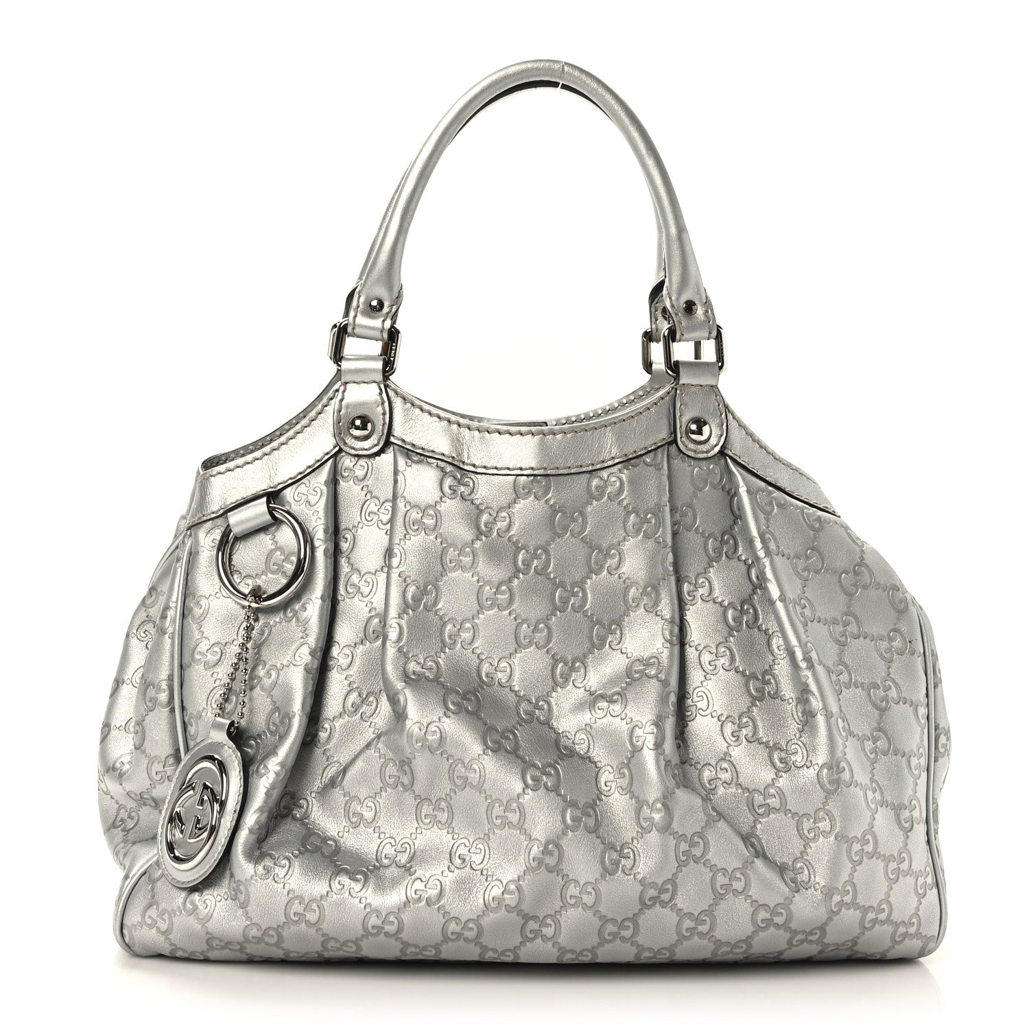 Gucci Metallic Guccissima Medium Sukey Tote Silver 1 of 9
