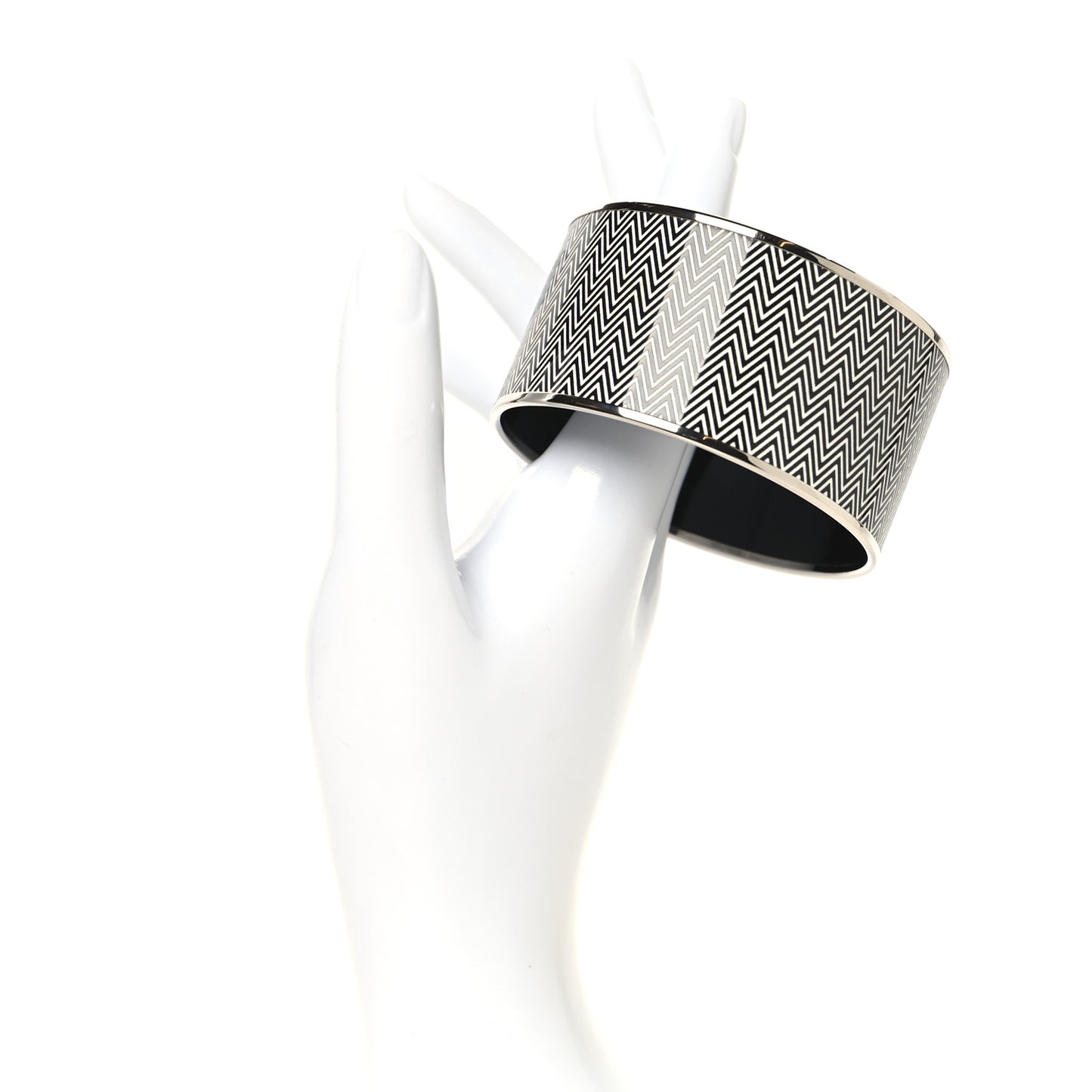 Enamel Printed Extra Wide Chevron Bracelet 70 Black