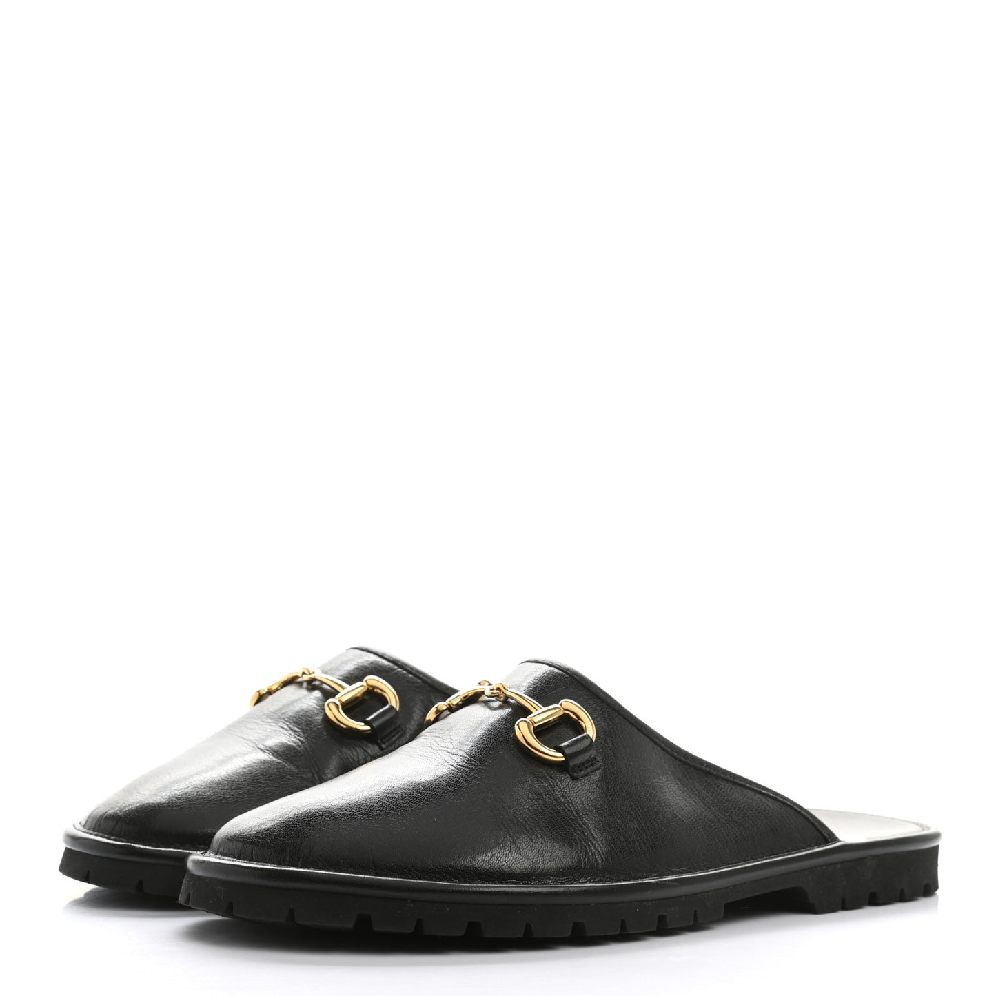 Goatskin Mens Horsebit Lug Sole Slippers 8 Black