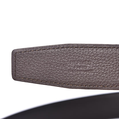 Hermes Taurillon Clemence Swift 32mm Quizz H Belt 95 Etain Black 6 of 7