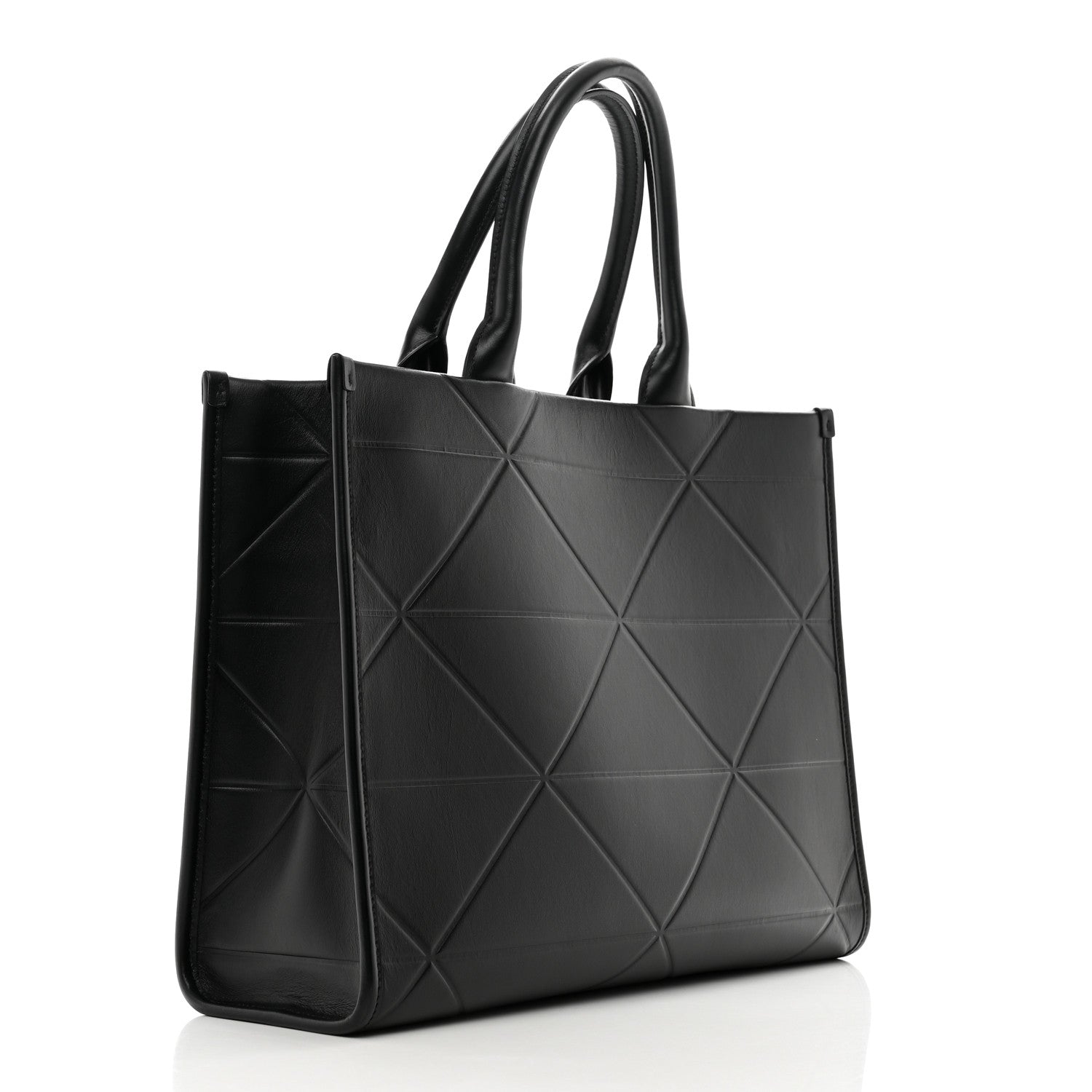 Prada Soft Calfskin Triangolo Symbole Embossed Medium Tote Black 3 of 9