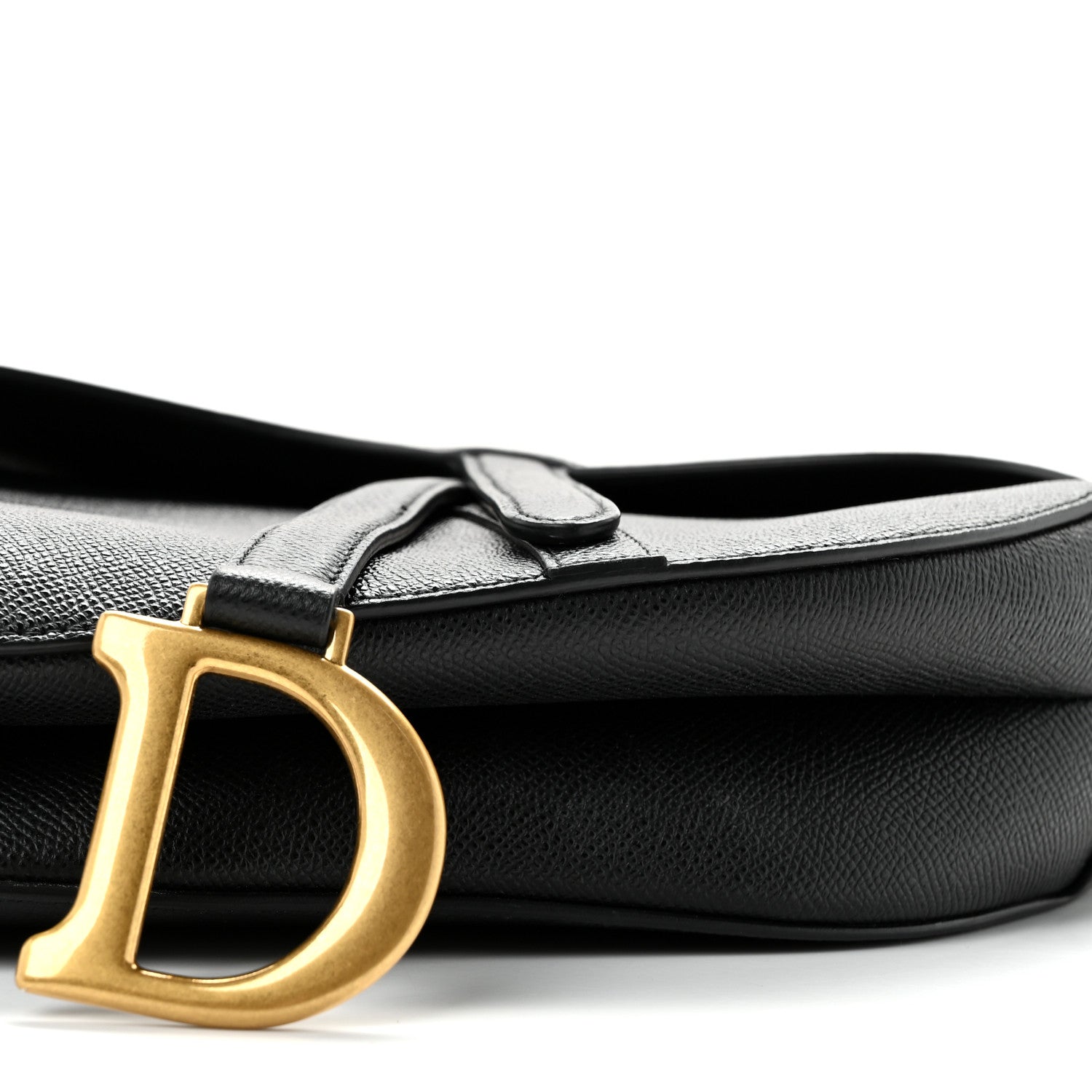 Christian Dior Grained Calfskin Saddle Bag With Strap Black 10 of 11