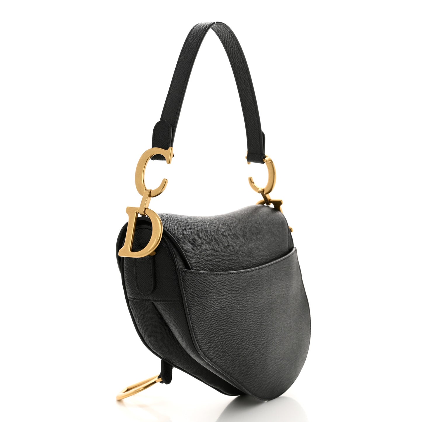 Grained Calfskin Saddle Bag Black