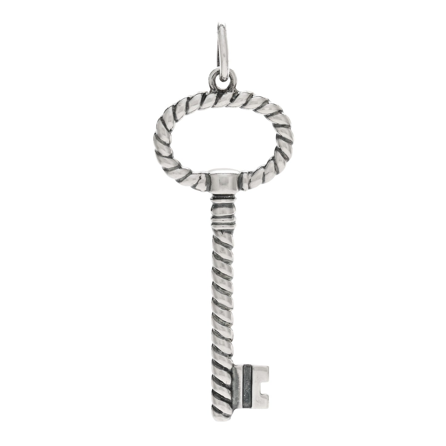 Sterling Silver Twist Oval Key Pendant