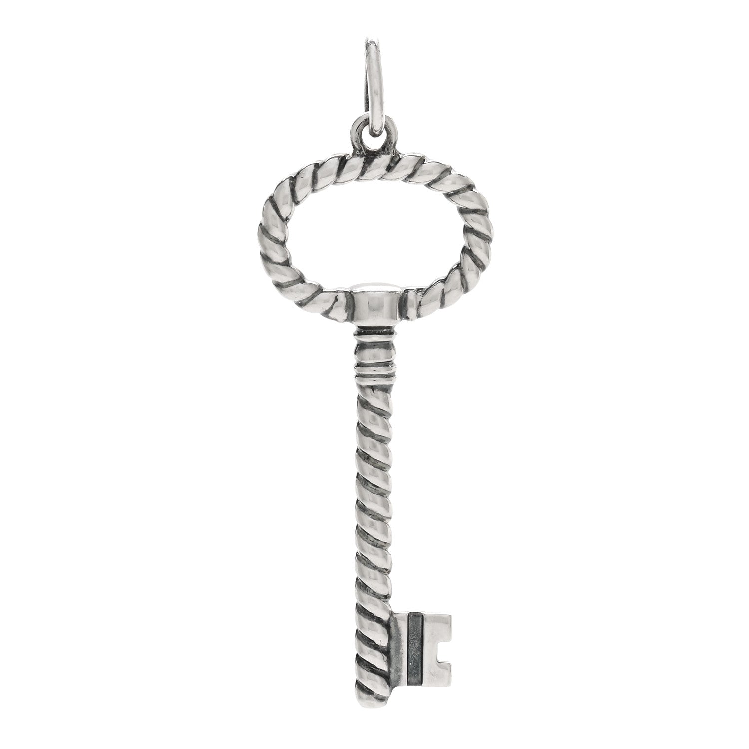 Tiffany Sterling Silver Twist Oval Key Pendant 1 of 3