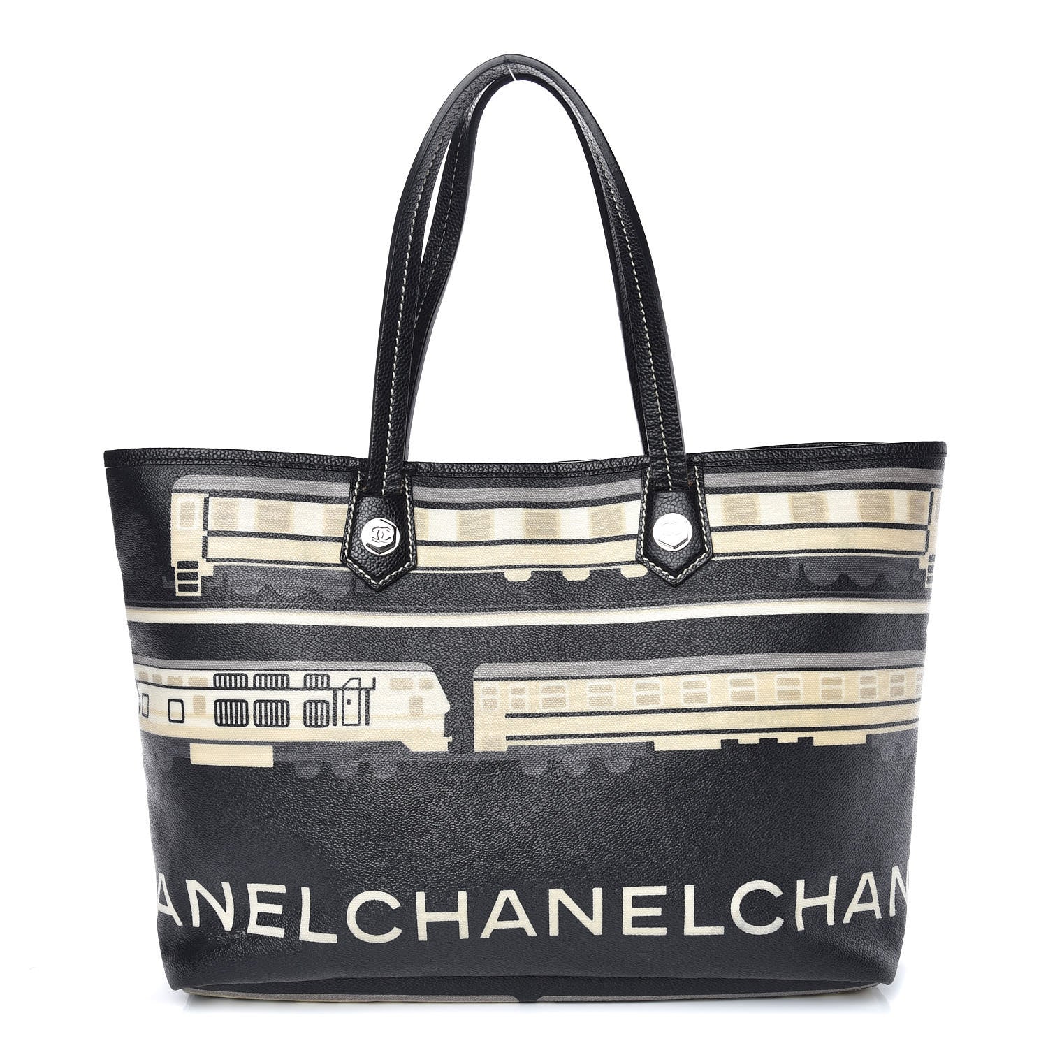 Chanel Coated Canvas Le Train Bag Black 1 of 16