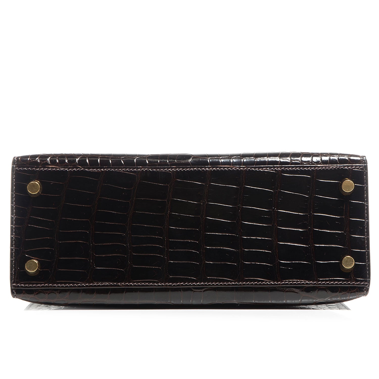 Hermes Shiny Porosus Crocodile Kelly Sellier 25 Cocoan 8 of 28