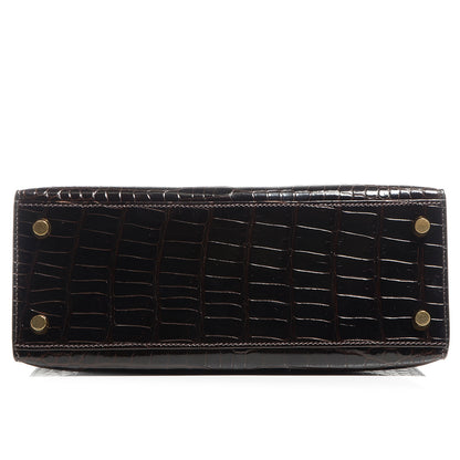 Hermes Shiny Porosus Crocodile Kelly Sellier 25 Cocoan 8 of 28