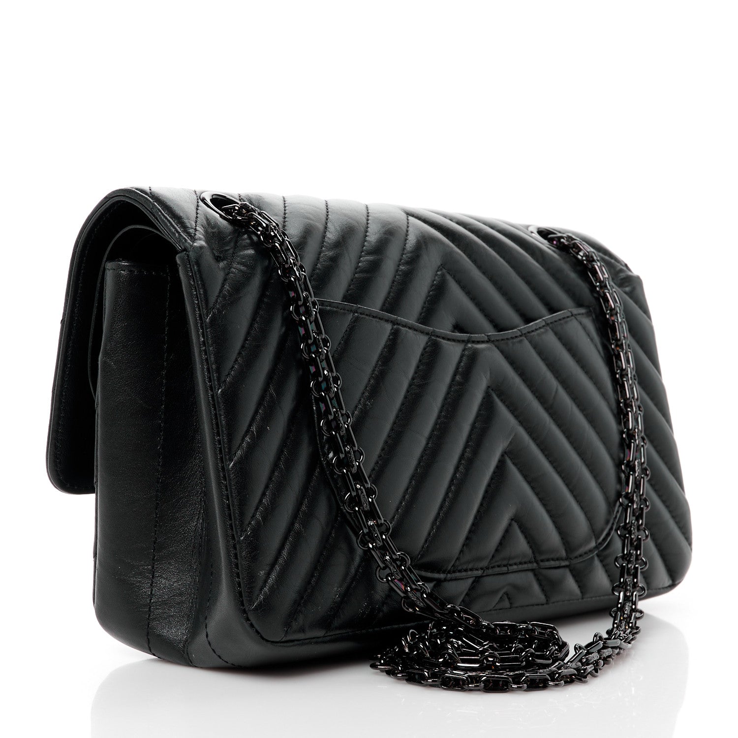 Chanel Aged Calfskin Chevron Quilted 2.55 Reissue 225 Flap So Black 3 of 12
