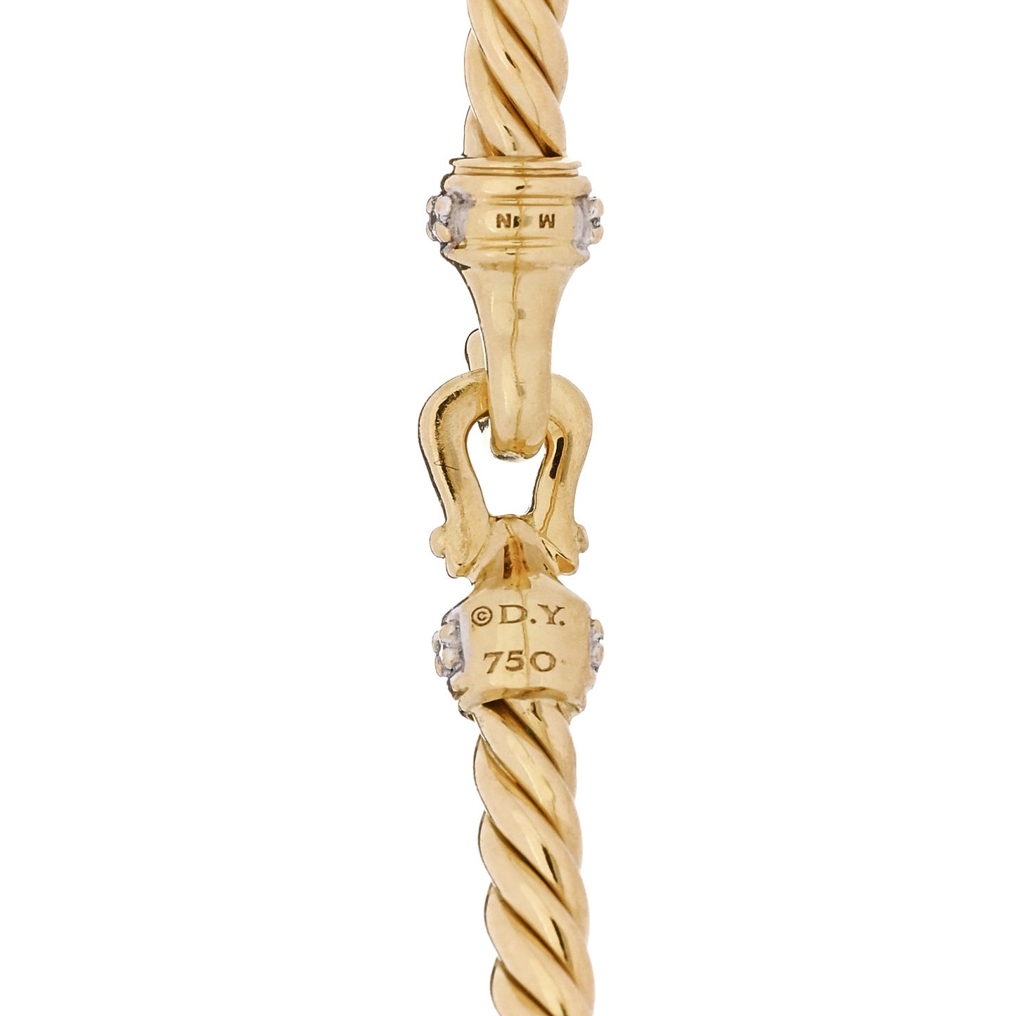 18K Yellow Gold Diamond 2.6mm Cable Collectibles Buckle Bracelet
