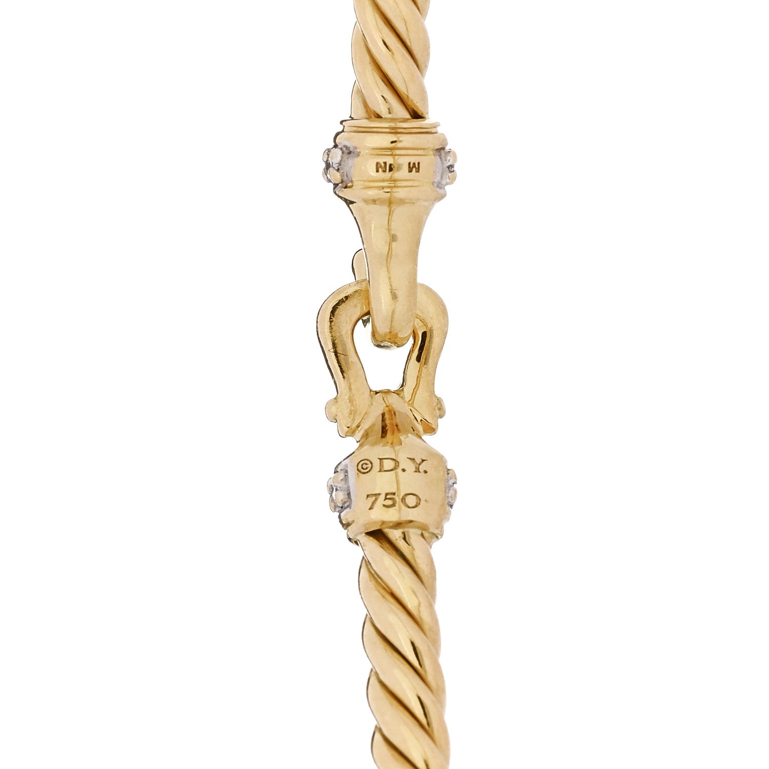 David Yurman 18K Yellow Gold Diamond 2.6mm Cable Collectibles Buckle Bracelet 3 of 3