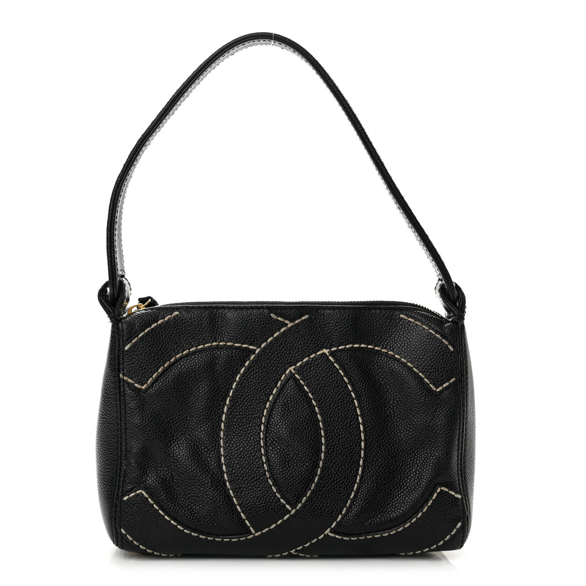 Caviar CC Stitched Small Hobo Black