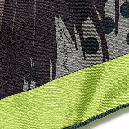 Hermes Silk Grrrrr! Scarf 100 Marron Lime Sapin 5 of 7