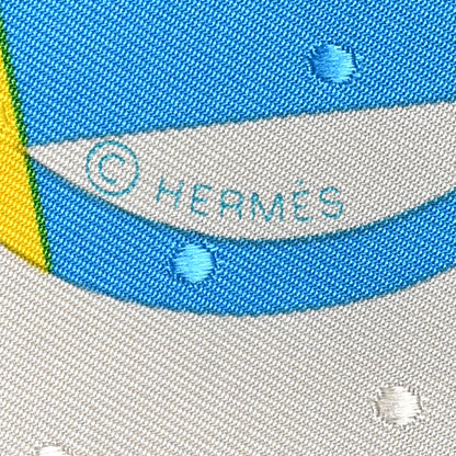 Hermes Silk Bouclerie Moderne Plumetis Scarf 70 Craie Bleu Rouge Rose 4 of 5