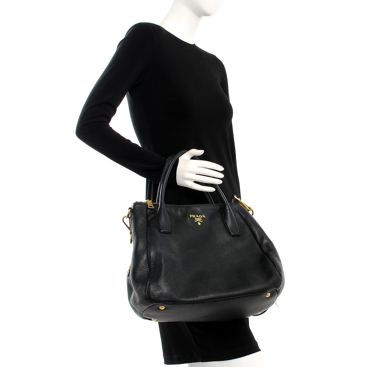 Prada Vitello Daino Tote Nero Black 3 of 8