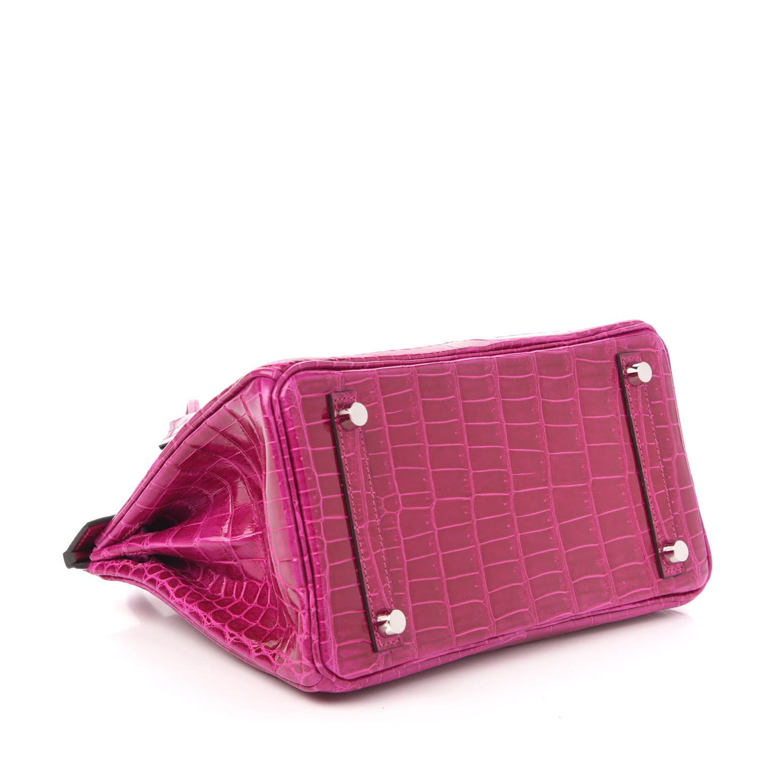 Hermes Shiny Niloticus Crocodile Birkin 25 Rose Scheherazade 5 of 32