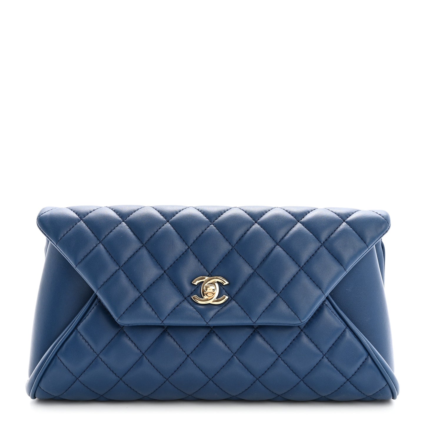 Lambskin Quilted Fold Up Again Clutch Blue