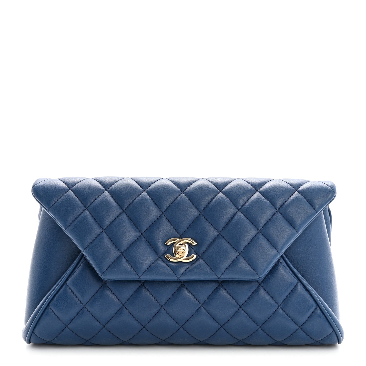 Chanel Lambskin Quilted Fold Up Again Clutch Blue 1 of 7
