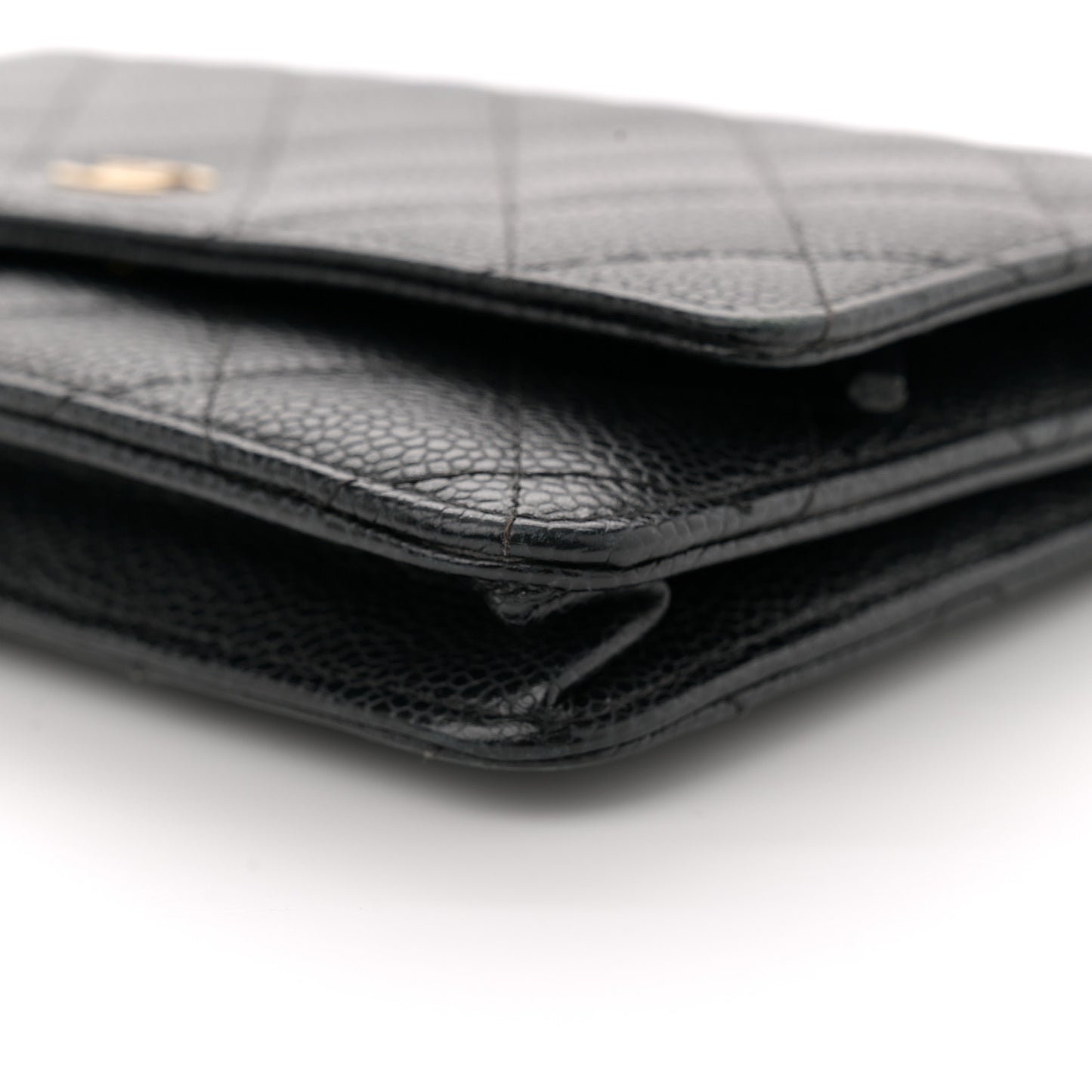 Caviar Quilted Wallet on Chain WOC Black