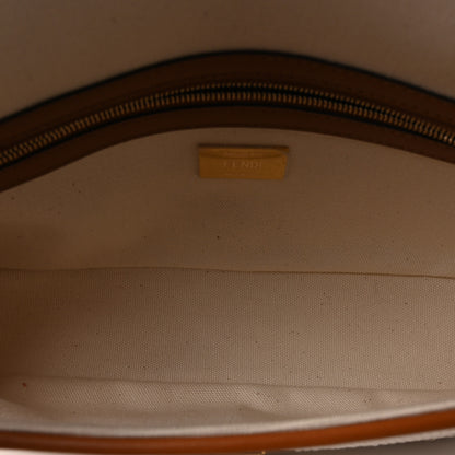 Fendi Canvas Vitello King Bi-Color Strap FF Embroidered Baguette Grezzo Brandy Cuoio 5 of 9