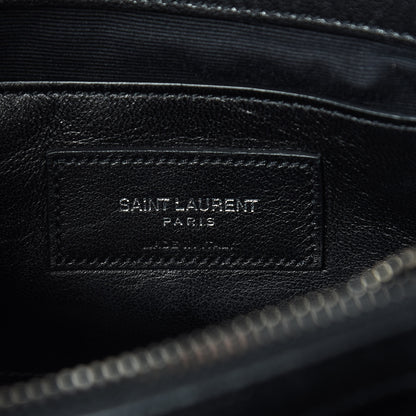 Saint Laurent Sheepskin Matelasse Chevron Monogram Medium College Bag Black 8 of 16