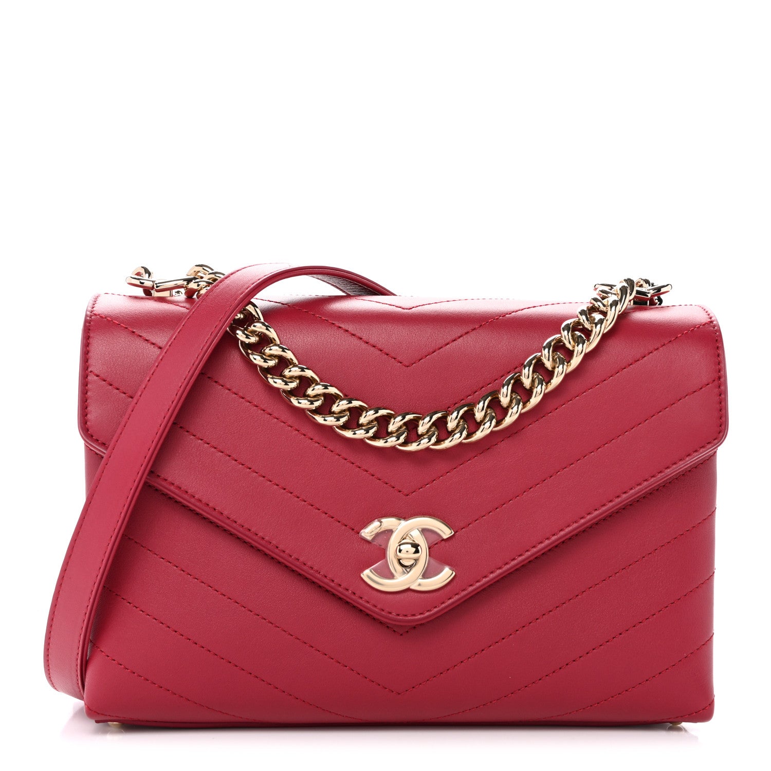 Chanel Calfskin Chevron Stitched Small Coco Flap Bag Pink 1 of 11