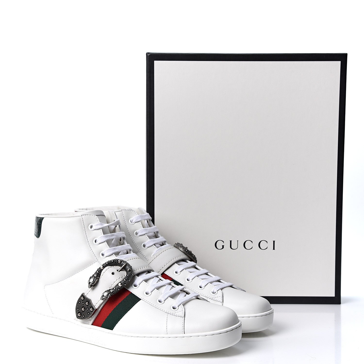 Gucci Calfskin Ayers Web Mens Dionysus High Top Sneakers 11 White 10 of 10