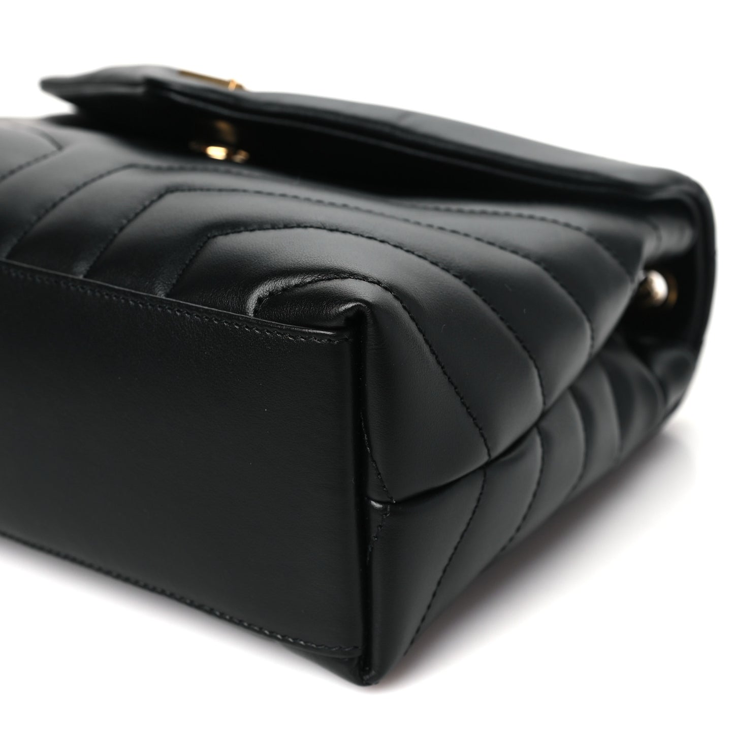 Calfskin Y Quilted Monogram Small Loulou Chain Satchel Black