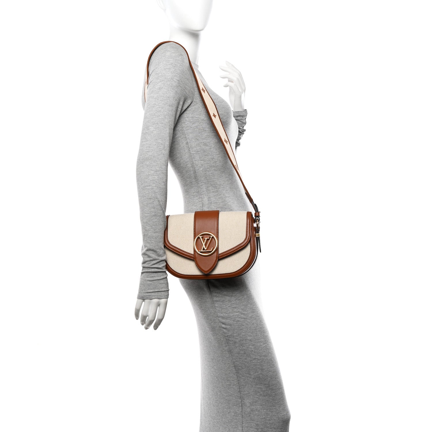 Louis Vuitton Canvas Smooth Calfskin LV Pont 9 Soft MM Caramel Brown 2 of 12