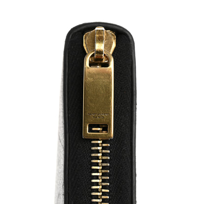 Saint Laurent Grained Calfskin Zip Around Wallet Black 9 of 12