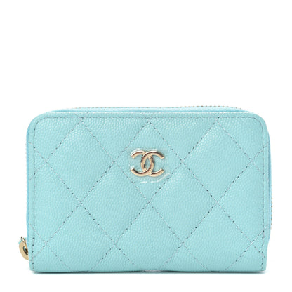 Chanel Caviar Quilted Zip Coin Purse Light Blue 1 of 8