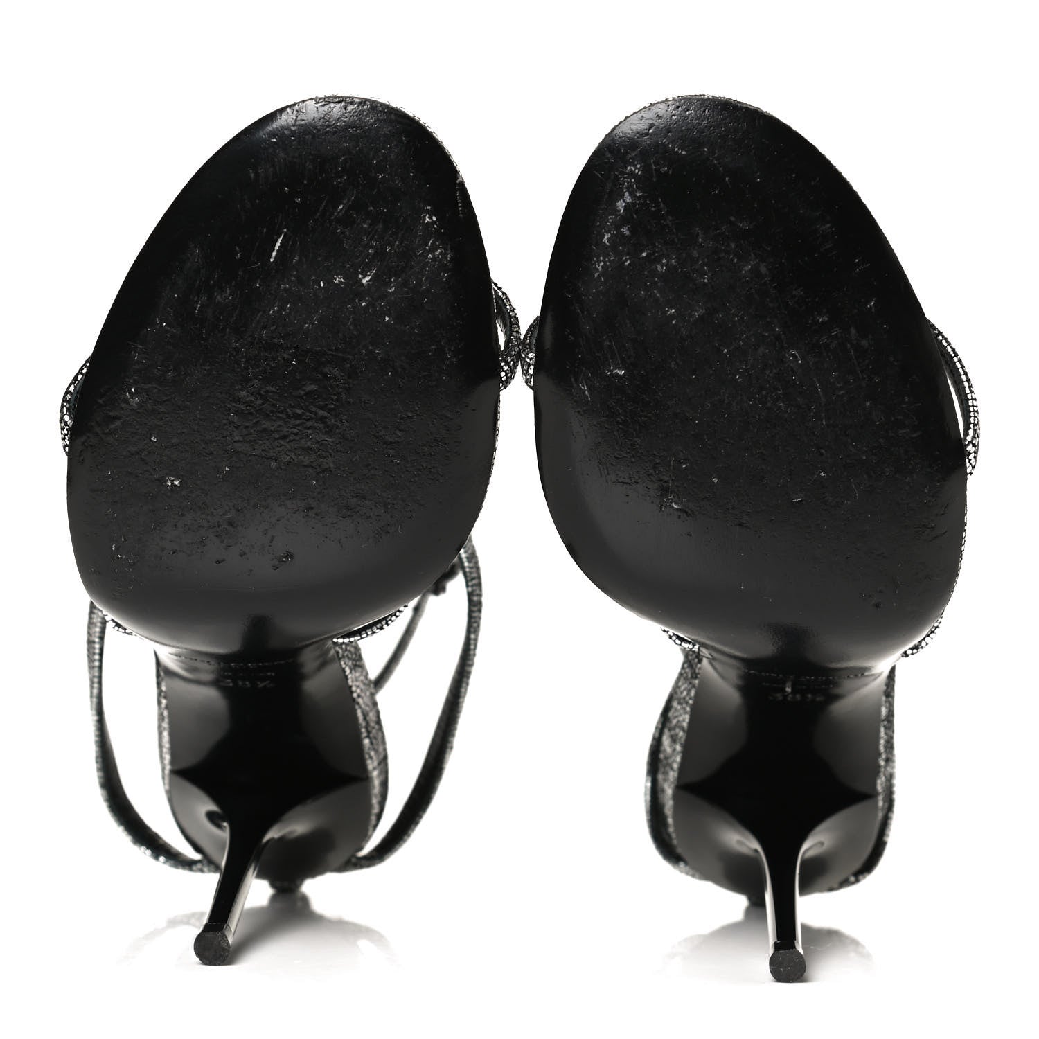 Saint Laurent Metallic Calfskin Cassandra 110 Ankle Strap Sandals 38.5 Argento 7 of 11