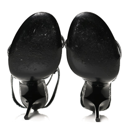 Saint Laurent Metallic Calfskin Cassandra 110 Ankle Strap Sandals 38.5 Argento 7 of 11